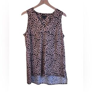 Joan Vass New York Animal Leopard Print Sleeveless Top Shell Size Medium